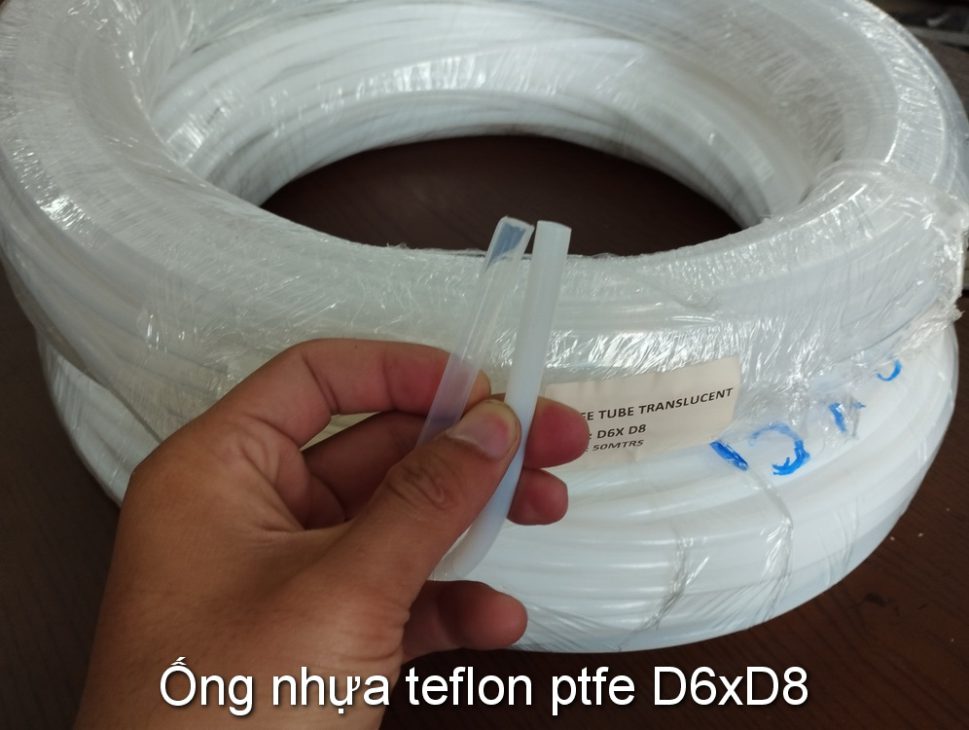 Ong nhua teflon Ptfe D6xD8 trang trong va trang duc